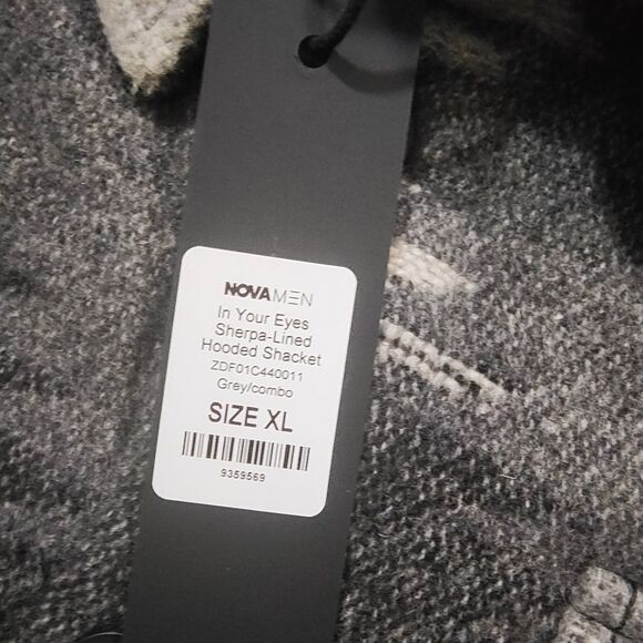 Mens Lightweight Hooded Sherpa Print Shacket -C - Picture 6 of 6